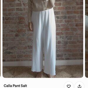 Calla Ribbed Wide-Leg Pants in Salt